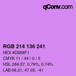 Color code: RGB 214 136 241 | qconv.com
