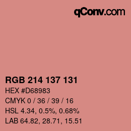 Color code: RGB 214 137 131 | qconv.com