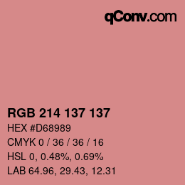 Color code: RGB 214 137 137 | qconv.com