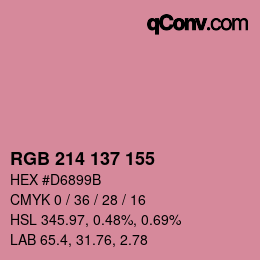 颜色代码: RGB 214 137 155 | qconv.com