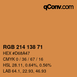 Color code: RGB 214 138 71 | qconv.com