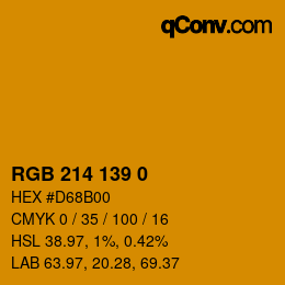 カラーコード: RGB 214 139 0 | qconv.com