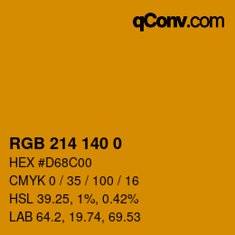 Color code: RGB 214 140 0 | qconv.com