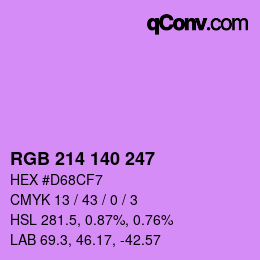 カラーコード: RGB 214 140 247 | qconv.com