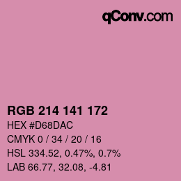 カラーコード: RGB 214 141 172 | qconv.com