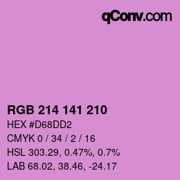 カラーコード: RGB 214 141 210 | qconv.com