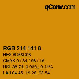 カラーコード: RGB 214 141 8 | qconv.com