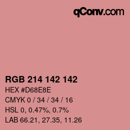 カラーコード: RGB 214 142 142 | qconv.com