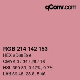 カラーコード: RGB 214 142 153 | qconv.com