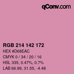 カラーコード: RGB 214 142 172 | qconv.com