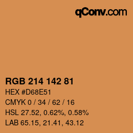 Color code: RGB 214 142 81 | qconv.com