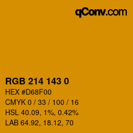 カラーコード: RGB 214 143 0 | qconv.com