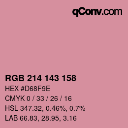 颜色代码: RGB 214 143 158 | qconv.com