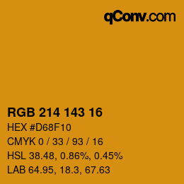 Color code: RGB 214 143 16 | qconv.com