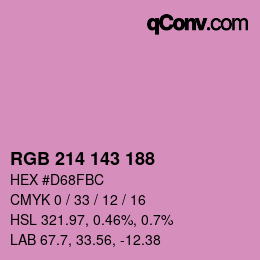 カラーコード: RGB 214 143 188 | qconv.com