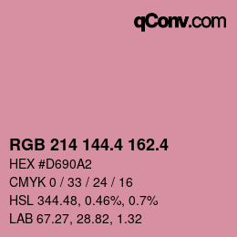 カラーコード: RGB 214 144.4 162.4 | qconv.com