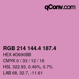 カラーコード: RGB 214 144.4 187.4 | qconv.com