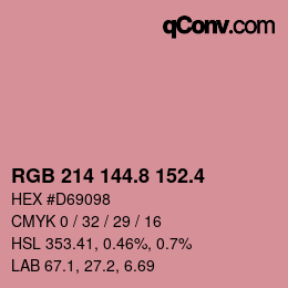 カラーコード: RGB 214 144.8 152.4 | qconv.com