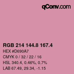 カラーコード: RGB 214 144.8 167.4 | qconv.com