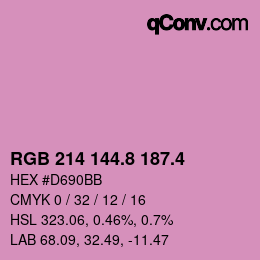 カラーコード: RGB 214 144.8 187.4 | qconv.com
