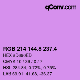 カラーコード: RGB 214 144.8 237.4 | qconv.com