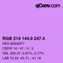 カラーコード: RGB 214 144.8 247.4 | qconv.com