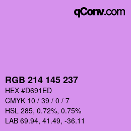 Color code: RGB 214 145 237 | qconv.com