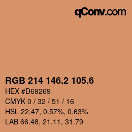 カラーコード: RGB 214 146.2 105.6 | qconv.com