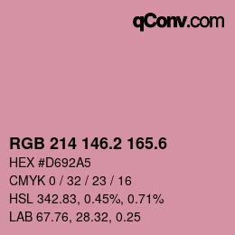 カラーコード: RGB 214 146.2 165.6 | qconv.com