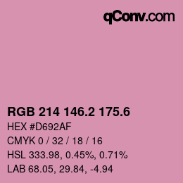 カラーコード: RGB 214 146.2 175.6 | qconv.com