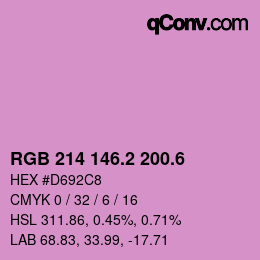 カラーコード: RGB 214 146.2 200.6 | qconv.com