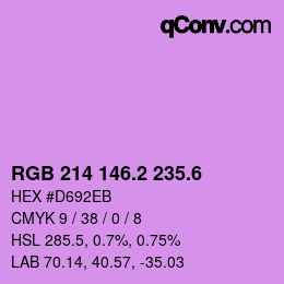 カラーコード: RGB 214 146.2 235.6 | qconv.com