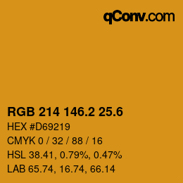 カラーコード: RGB 214 146.2 25.6 | qconv.com