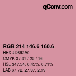 カラーコード: RGB 214 146.6 160.6 | qconv.com