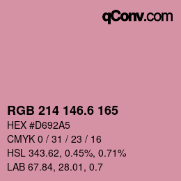 カラーコード: RGB 214 146.6 165 | qconv.com
