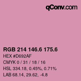 カラーコード: RGB 214 146.6 175.6 | qconv.com