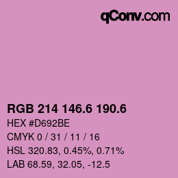 カラーコード: RGB 214 146.6 190.6 | qconv.com