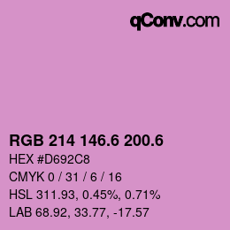 カラーコード: RGB 214 146.6 200.6 | qconv.com