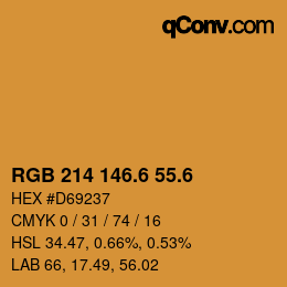カラーコード: RGB 214 146.6 55.6 | qconv.com