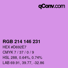 Color code: RGB 214 146 231 | qconv.com