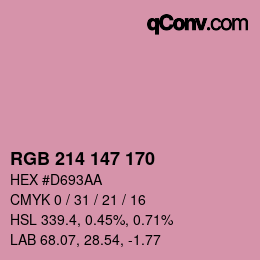 Color code: RGB 214 147 170 | qconv.com