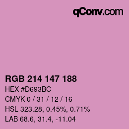 Color code: RGB 214 147 188 | qconv.com