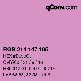 Code couleur: RGB 214 147 195 | qconv.com