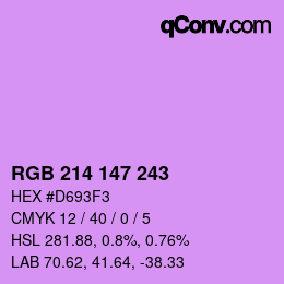 Color code: RGB 214 147 243 | qconv.com