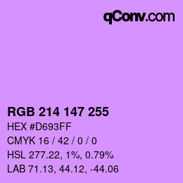 Color code: RGB 214 147 255 | qconv.com