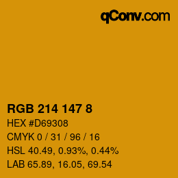 カラーコード: RGB 214 147 8 | qconv.com