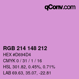 颜色代码: RGB 214 148 212 | qconv.com
