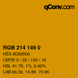 Color code: RGB 214 149 0 | qconv.com