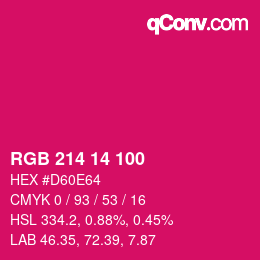 カラーコード: RGB 214 14 100 | qconv.com
