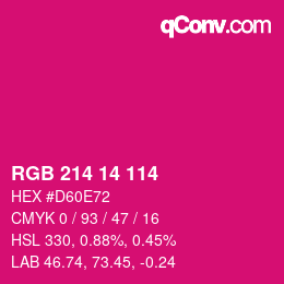 Color code: RGB 214 14 114 | qconv.com